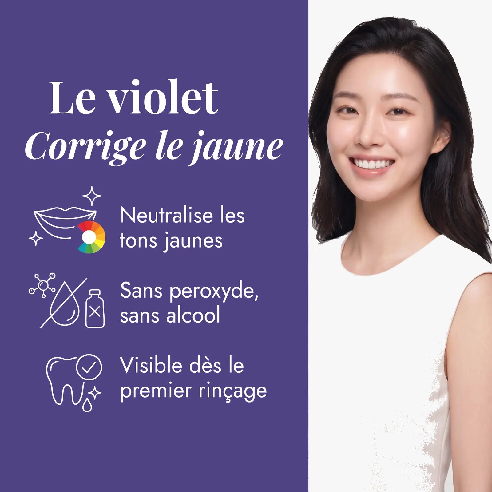 Le violet corrige le jaune — bénéfices du correcteur de couleur MR.SMILE Image