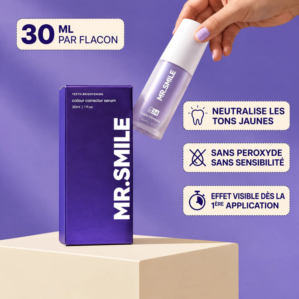 MR.SMILE Sérum correcteur 30 ml - Neutralise les tons jaunes, sans peroxyde